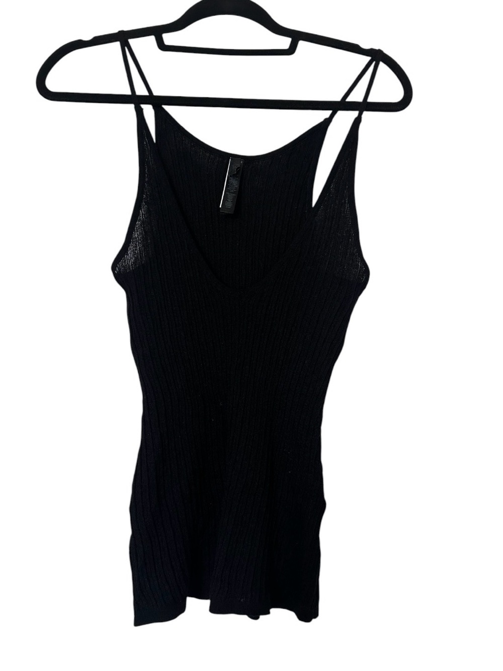 SKIMS Black Ribbed V-Neck Tank Top